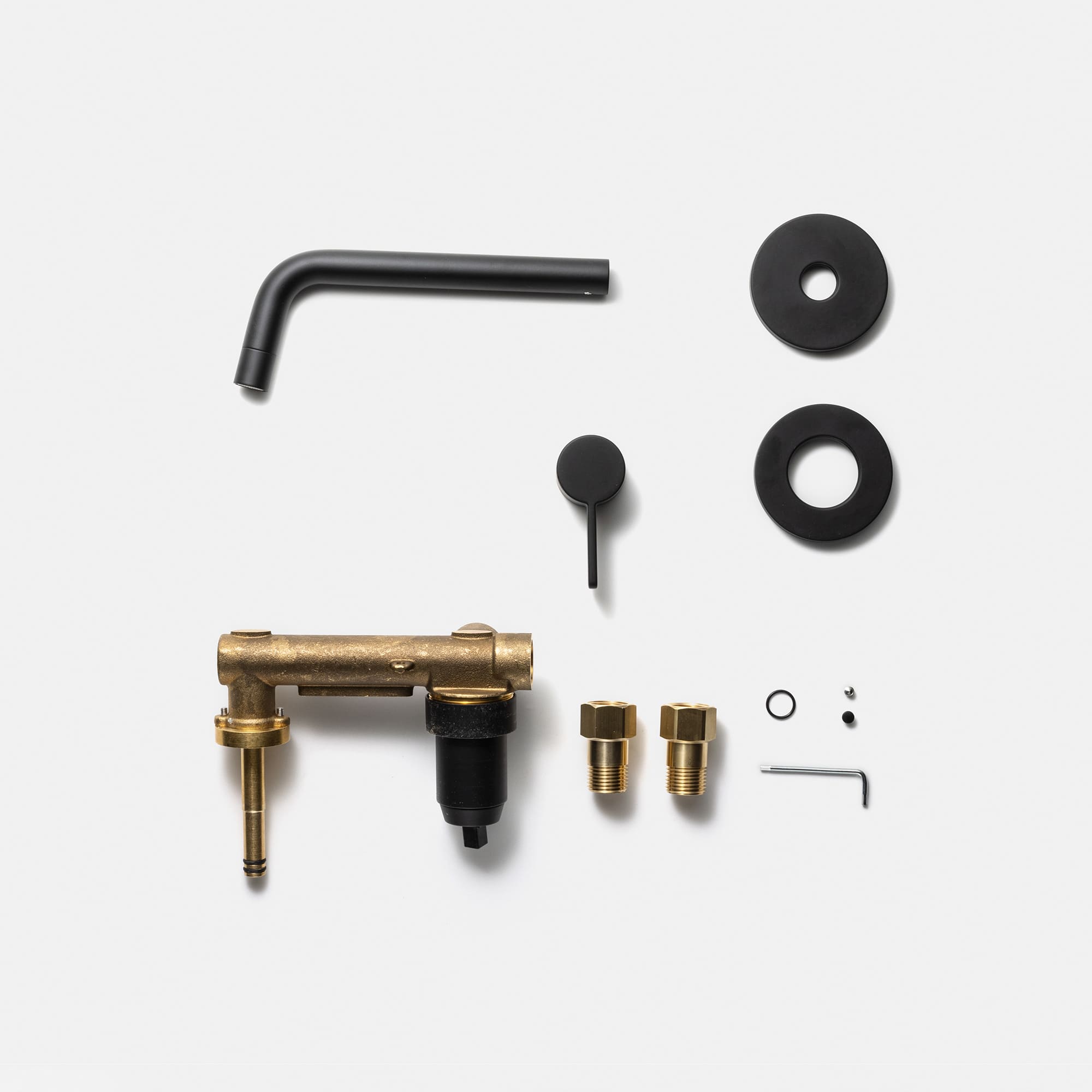 壁付けセパレート混合水栓 洗面用 ブラック L178 | KB-TP007-05-G141