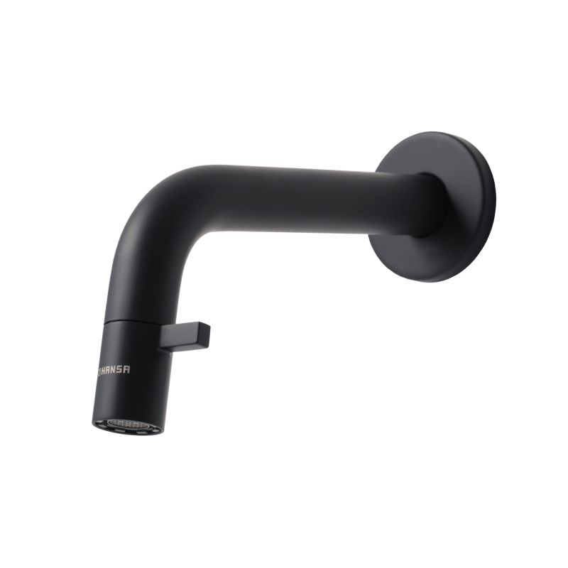 壁付けスパウトレバー水栓 洗面用 マットブラック L186 | KB-TP011-04