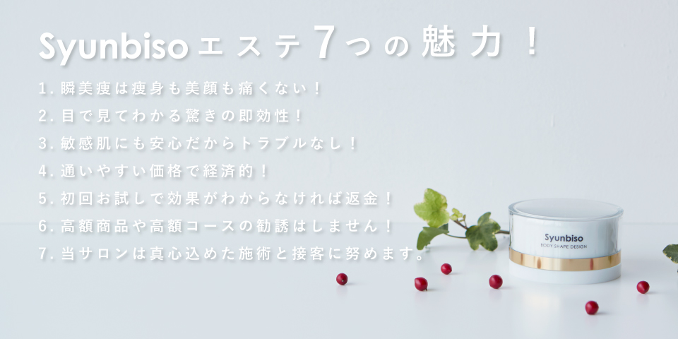 部分痩身の決定版!! 即効性・安全性 実績のSyunbiso