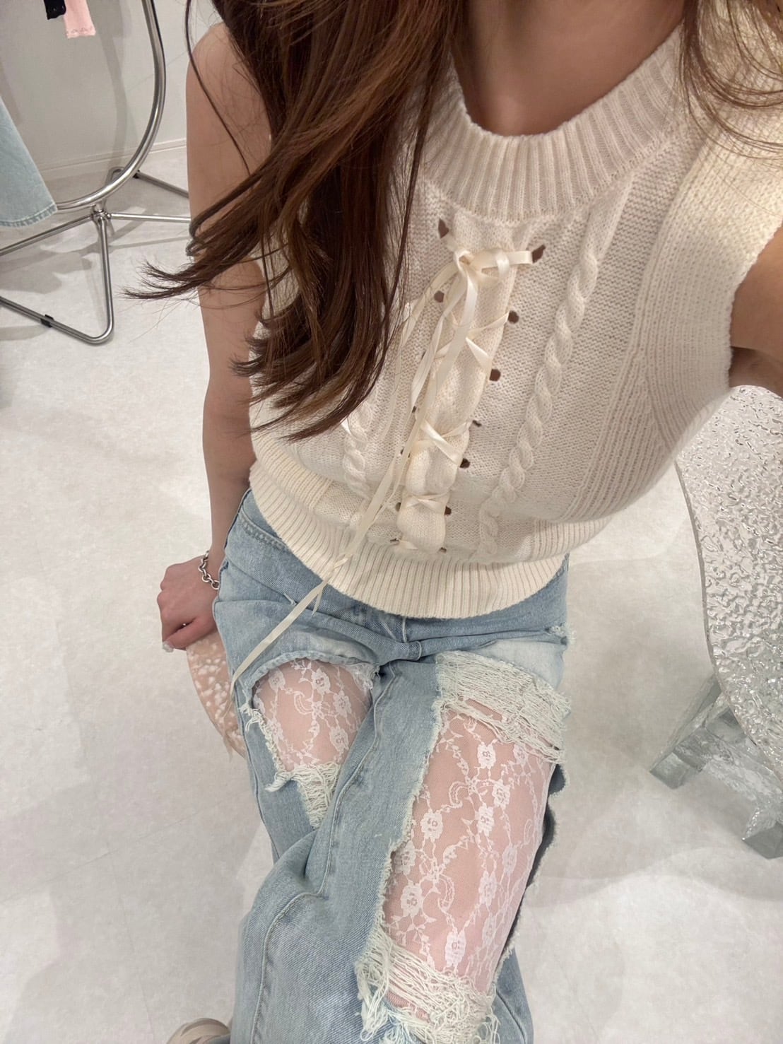 damaged lace denim – ROUGE by POMME d'amour