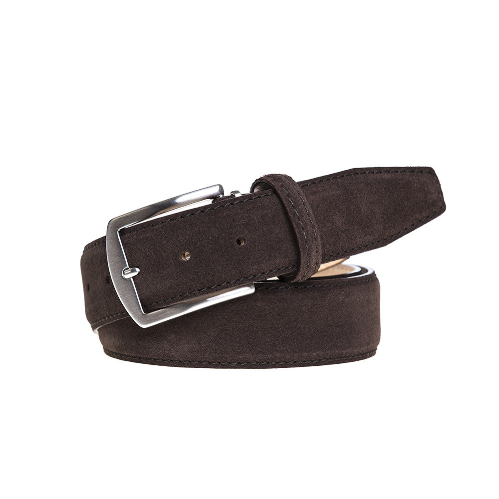 Brown Suede Designer Leather Belt | Mens Leather Goods | Roger Ximenez