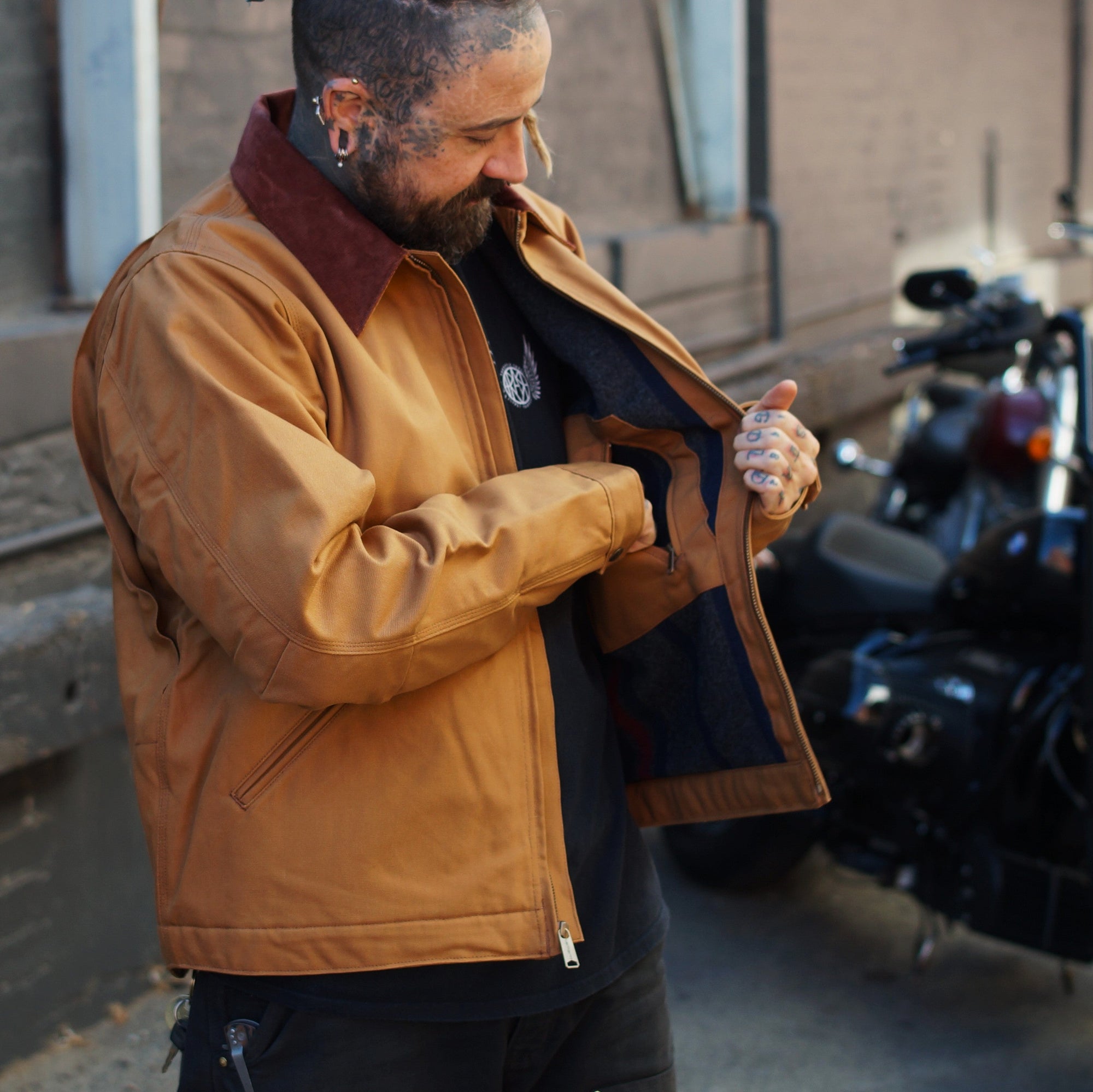 CARHARTT DUCK DETROIT JACKET BROWN - Rogue Motorcycles