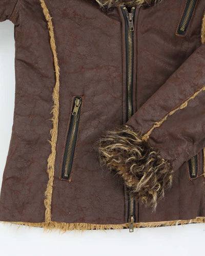 Y2k 00s Le Chateau Faux Suede Fur Lined Jacket - XS – Rokit