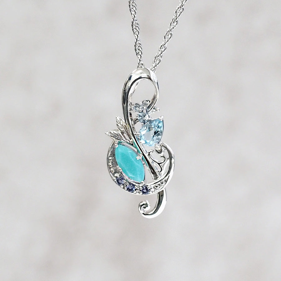 SV ブルートパーズ＆ターコイズ フィルハーモニー ブローチ/ペンダント