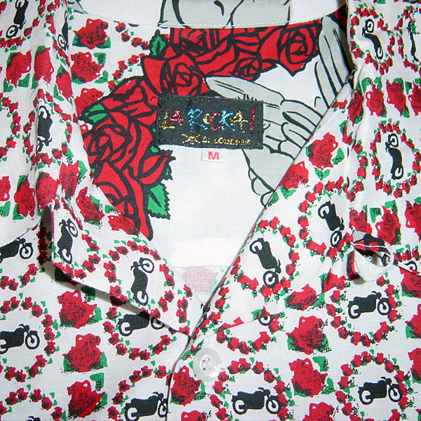 JOHNSONS・LA ROCKA! 80s VINTAGE Shirt ラロッカ 赤薔薇×天使×バイク