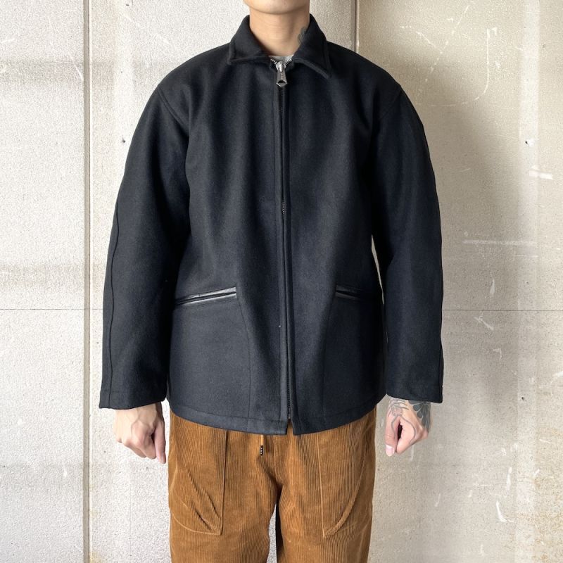 CALEE MELTON WOOL SPORTS TYPE JACKET ＜PLANE＞ (BLACK) CL-23AW055