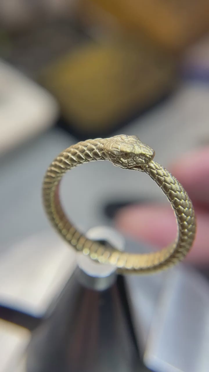 14k Serpent Ouroboros Ring – Rose & Choc