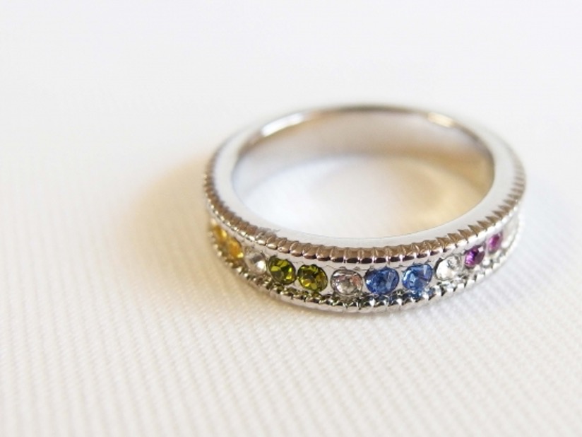 スワロフスキー・ハーフエタニティリング（タイプC） - レインボー