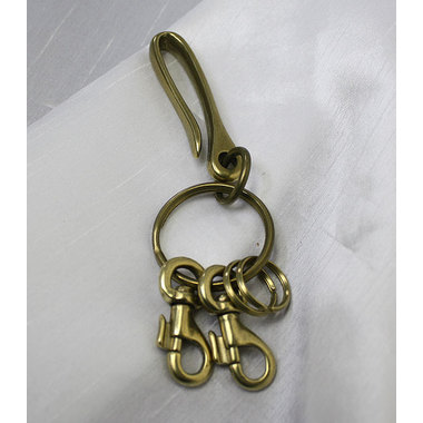 真鍮製ベルトフックキーホルダー サイズL 生地 バレル加工 ナスカン