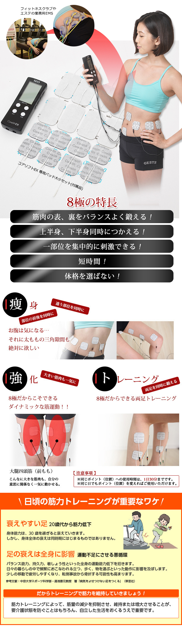 楽天市場】コアリフトEX EMS Corelift EX 家庭用 8極式パッド 【送料