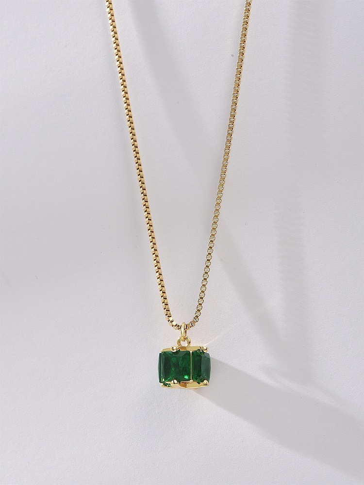楽天市場】ネックレス 水晶 スクエア グリーン ぷっくり レディース