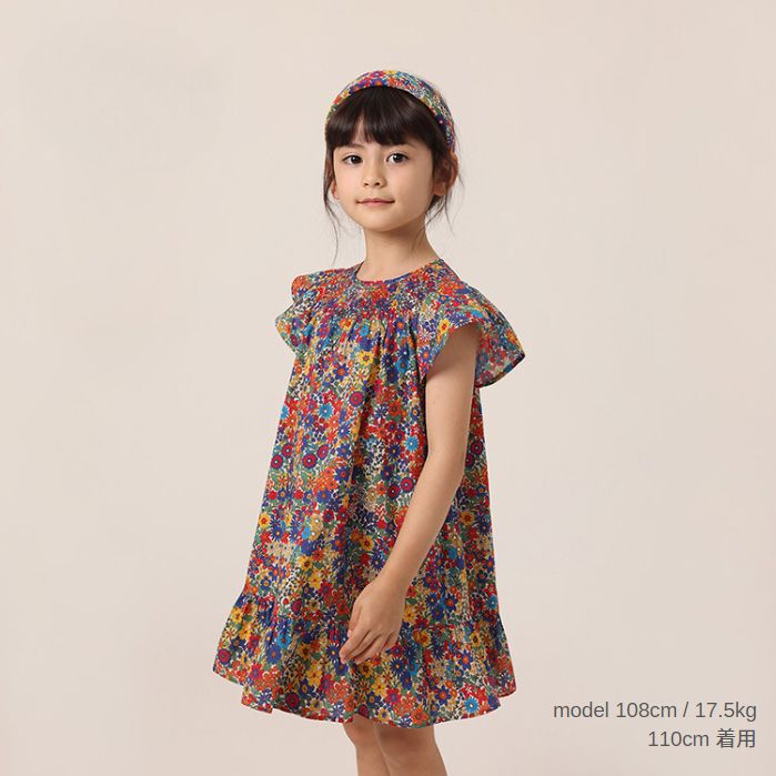 楽天市場】小花柄 スモッキングワンピース 総柄 花柄ワンピース 女の子