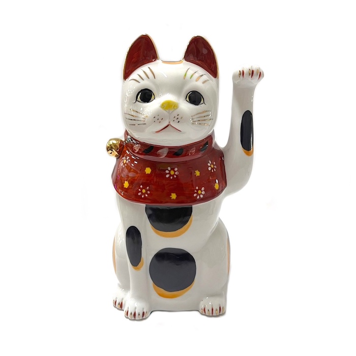 楽天市場】瀬戸焼 赤絵ブチ猫 中 左 赤 87323-579 招き猫 陶器