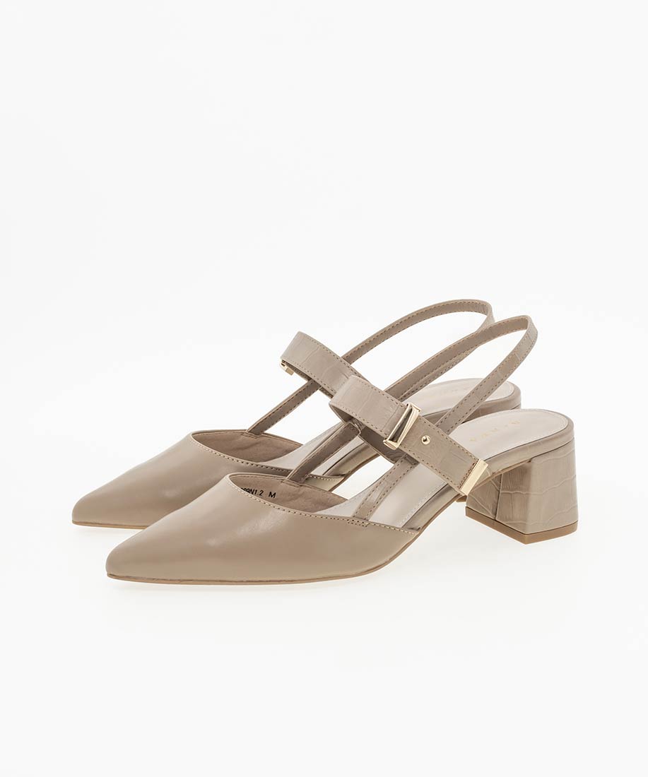 SALE】ゴールドパーツバックストラップパンプス