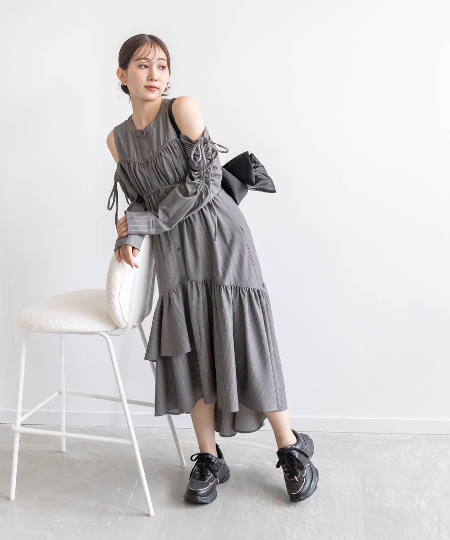 SALE】2WAYショルダーフィッシュテールシャツワンピース