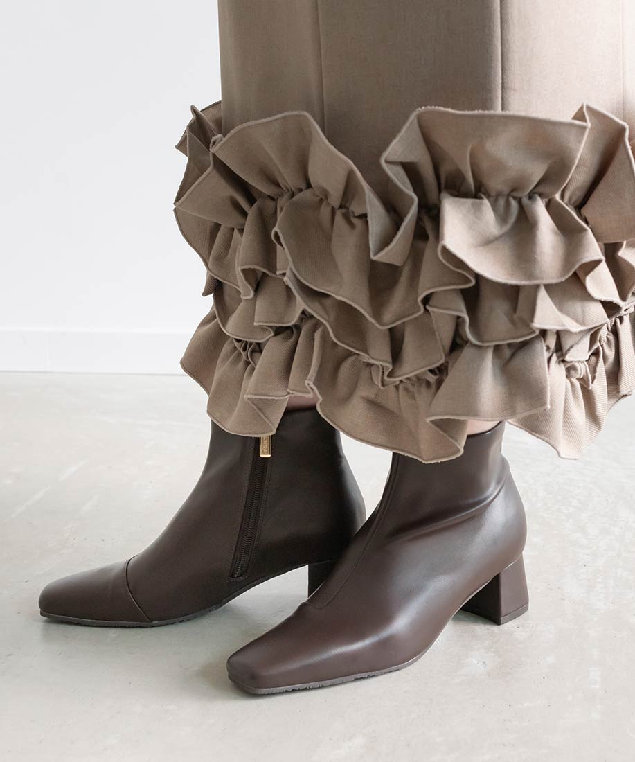 晴雨兼用 スクエアトゥミドルヒールショートブーツRANDA公式サイト