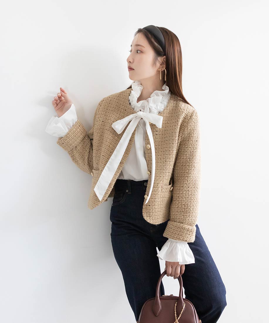 SALE】ノーカラークロップドジャケットRANDA公式サイト