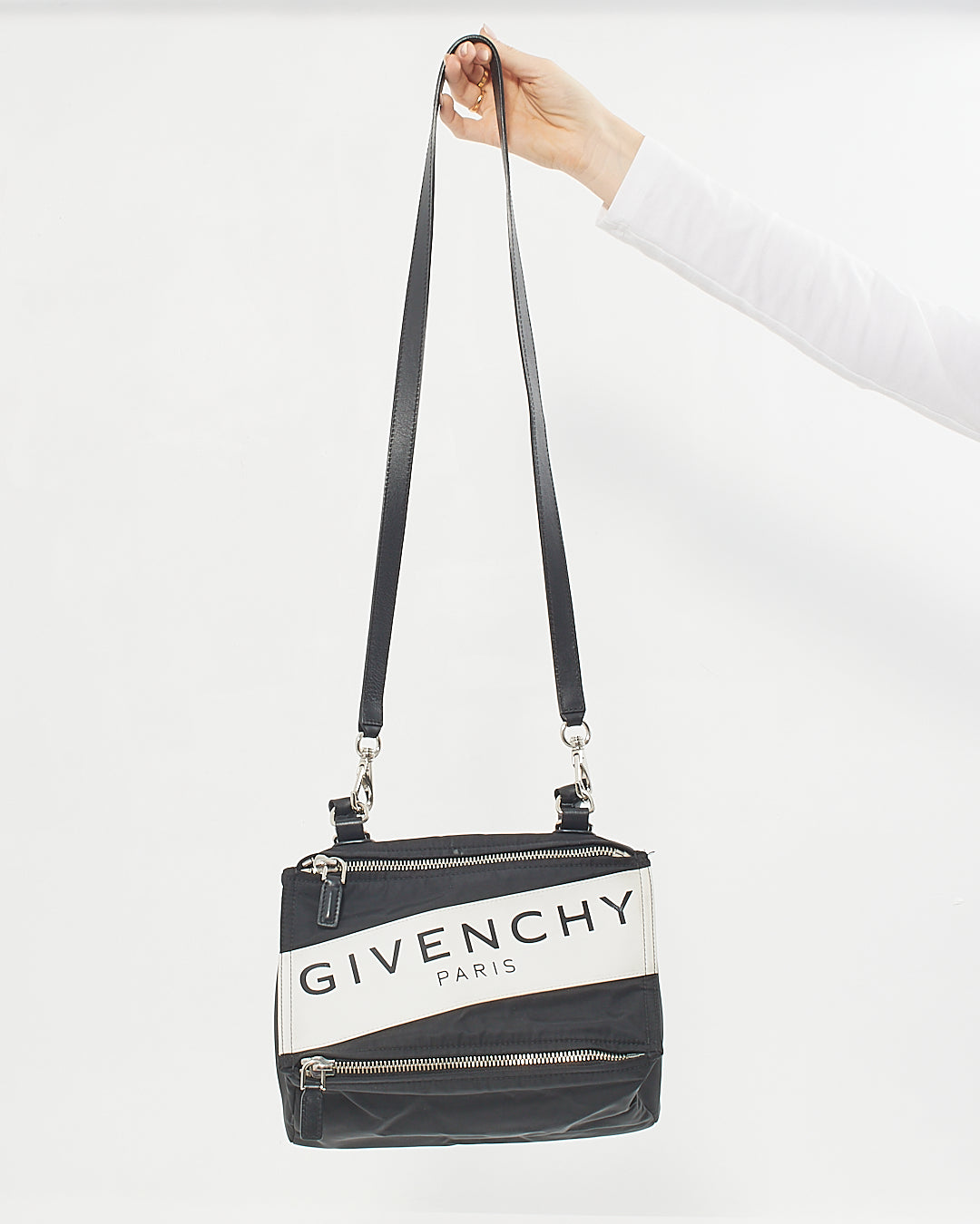 Buy Givenchy Black/White Nylon Logo Pandora Crossbody Bag