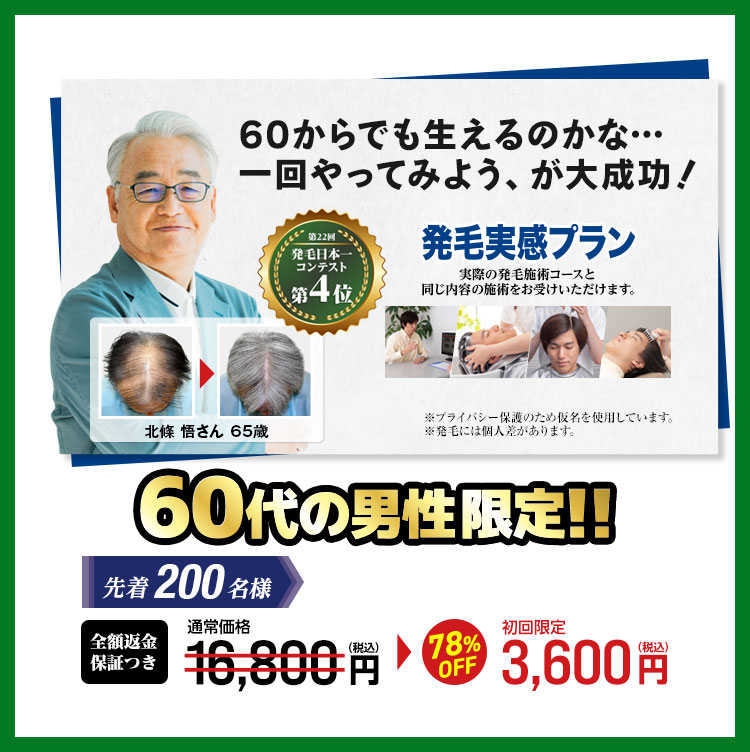 抜け毛・薄毛対策 発毛実感プラン｜リーブ21の体験プラン
