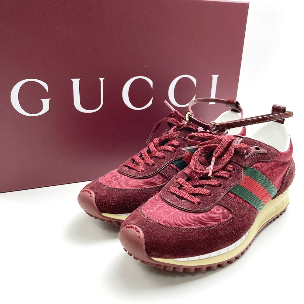 GUCCI グッチ ロッソ アンコーラ GGナイロン スエード トリム リ