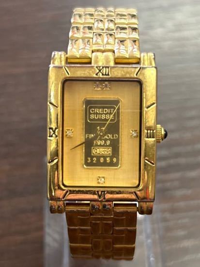 ELGIN インゴット FINE GOLD 999.9 クオーツ FK-1153-E 5Pダイヤ