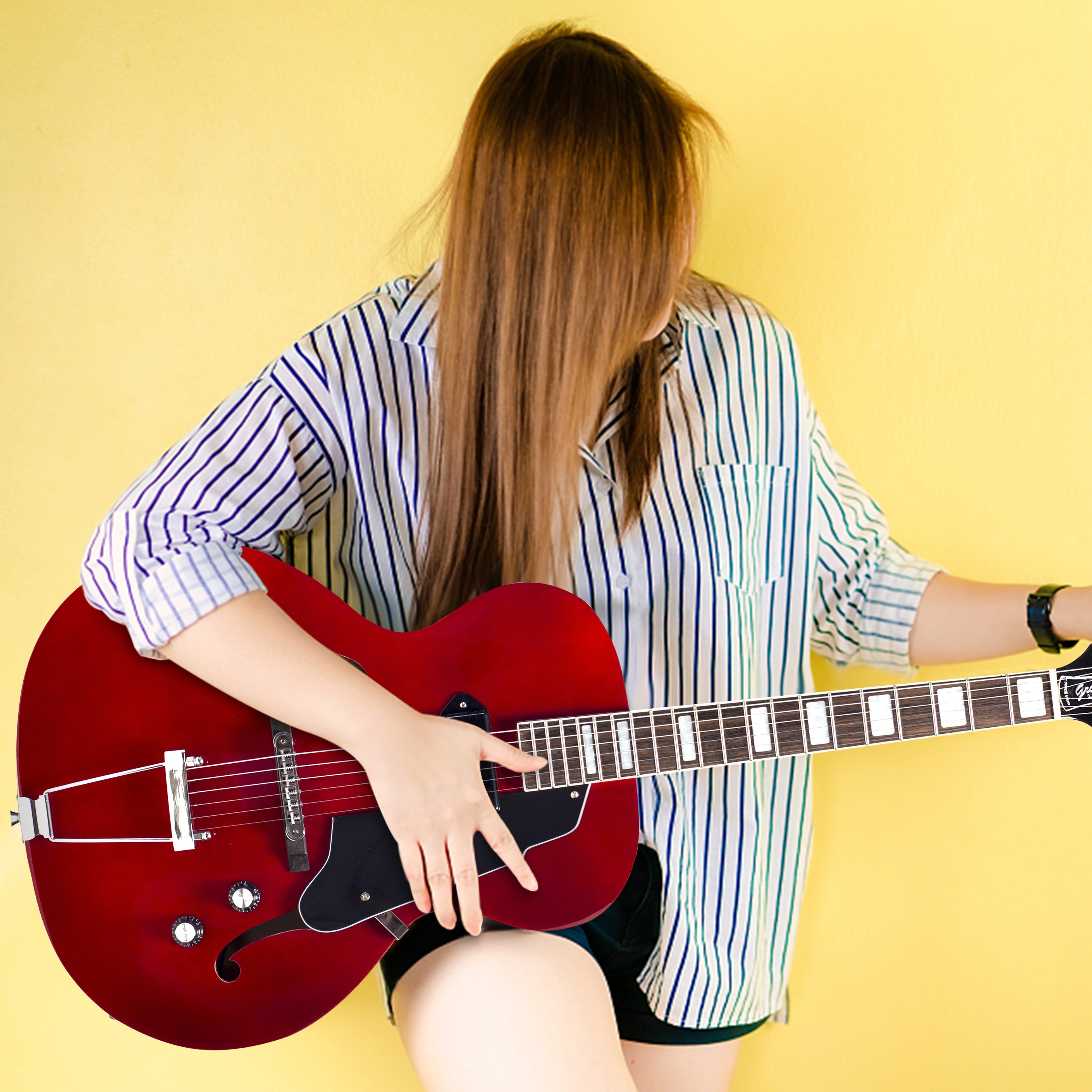 Grote Jazz Electric Guitar Hollow Body ZT Style Chrome Hardware