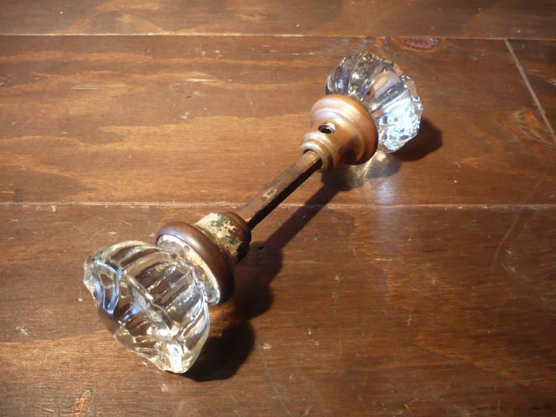 アンティークガラス製ドアノブ ドア取っ手 家具パーツ LCM 3975