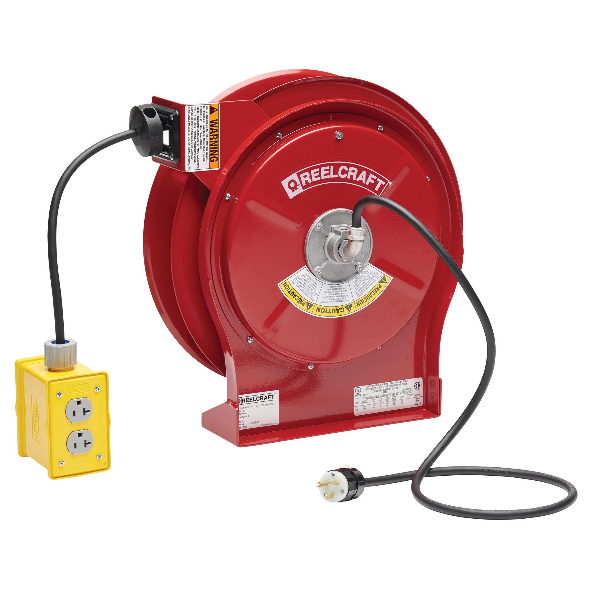 Reelcraft L 5550 123 7Q - Quad Box Outlet Power Cord Reel