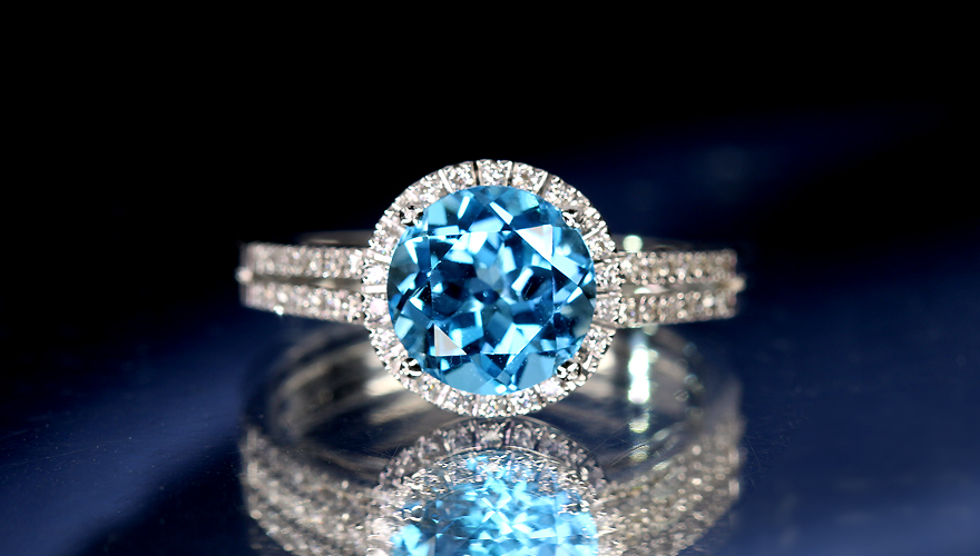 ブルートパーズ 2.4ct ダイヤモンド ホワイトゴールド リング(指輪