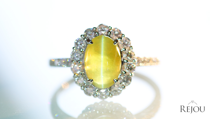 クリソベリルキャッツアイ 2.1ct ダイヤモンド 約0.8ct プラチナ