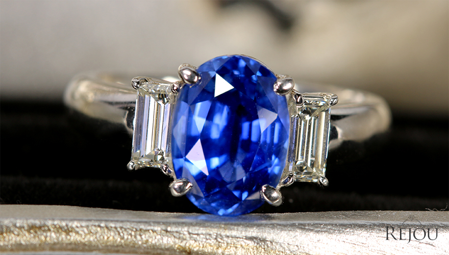 スリランカ産非加熱ブルーサファイア 3.5ct ダイヤモンド 0.6ct