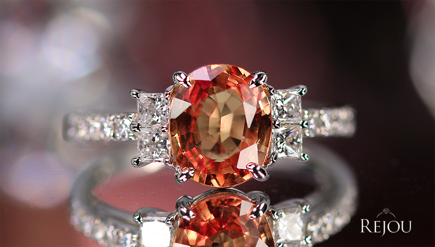 パパラチアサファイア 1.8ct ダイヤモンド 0.5ct プラチナ リング(指輪