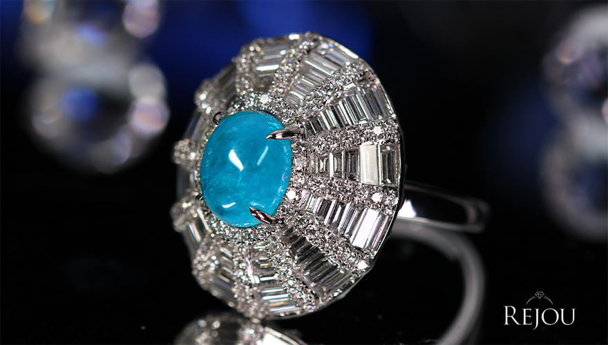 ブラジル産パライバトルマリン(カボション) 2.3ct ダイヤモンド 2.3ct