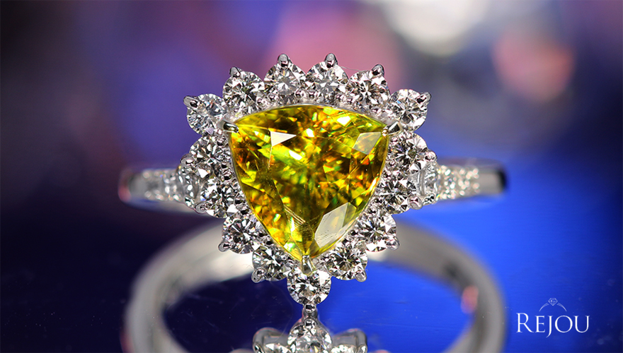 スフェーン 2.0ct ダイヤモンド 0.7ct プラチナ リング(指輪)【品質