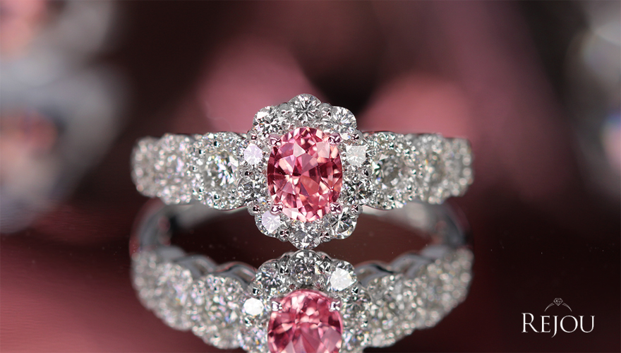 非加熱パパラチアサファイア 0.58ct ダイヤモンド 0.7ct プラチナ