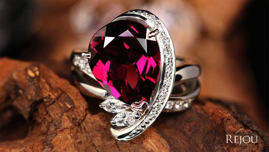 ガーネット 8ct ダイヤモンド プラチナ リング(指輪)【品質保証書/宝石