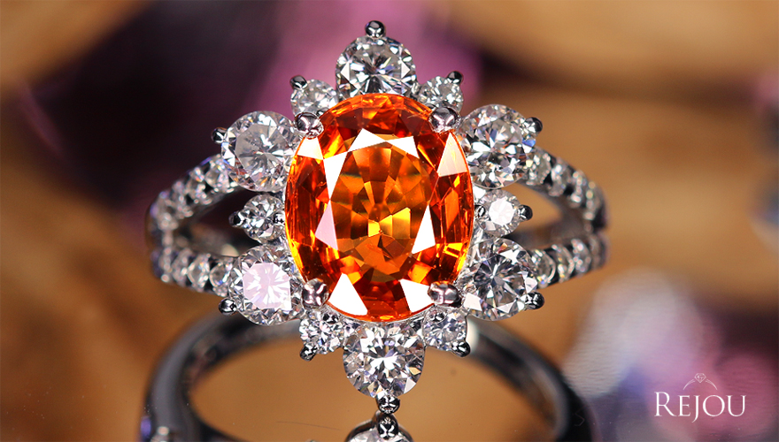 スペサタイトガーネット（マンダリンガーネット） 3.5ct ダイヤモンド