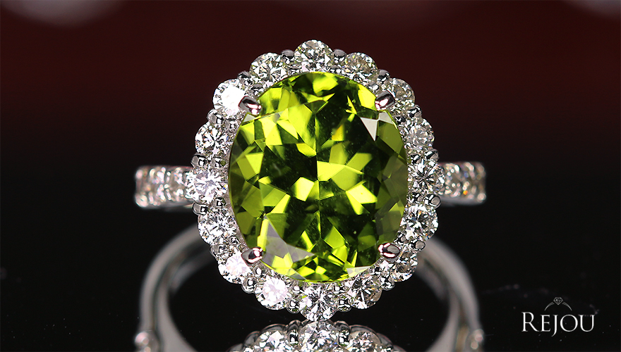ペリドット 5.5ct ダイヤモンド 約1ct プラチナ リング(指輪)【品質