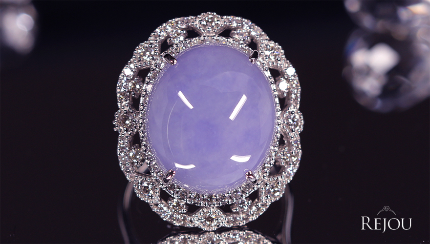 ラベンダー翡翠 16ct ダイヤモンド 約0.8ct プラチナ リング(指輪