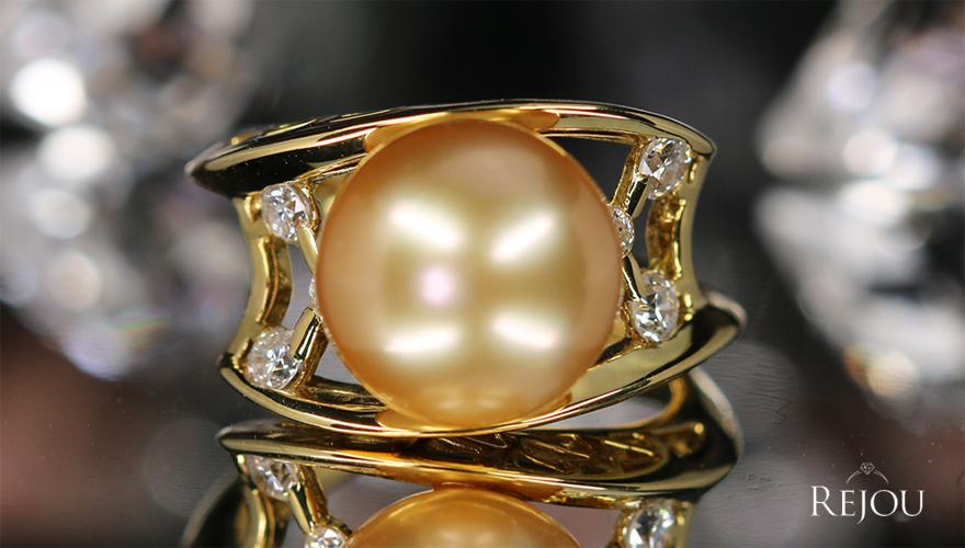 南洋ゴールデンパール 11.1㎜ ダイヤモンド 0.4ct イエローゴールド