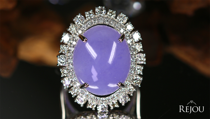 ラベンダー翡翠 15ct ダイヤモンド 1.5ct プラチナ リング(指輪)【品質