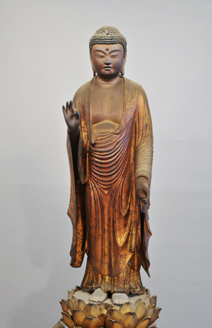 木造阿弥陀三尊像 「巧匠 法橋行快」作の発見と速報展示について