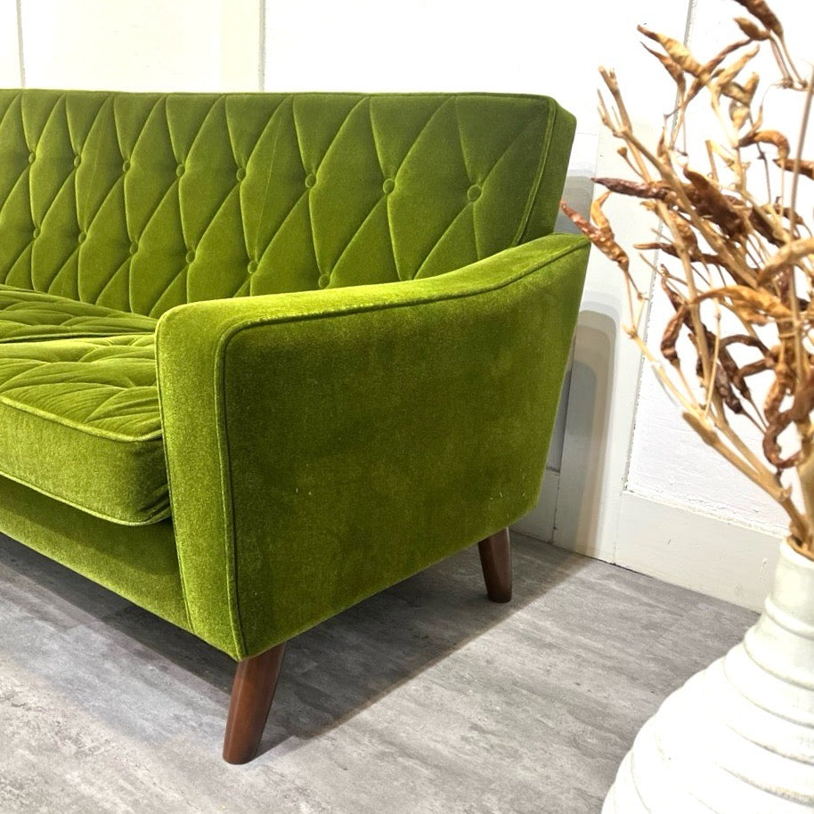 カリモク60 ロビーチェア 3シーター モケットグリーン 中古 国産