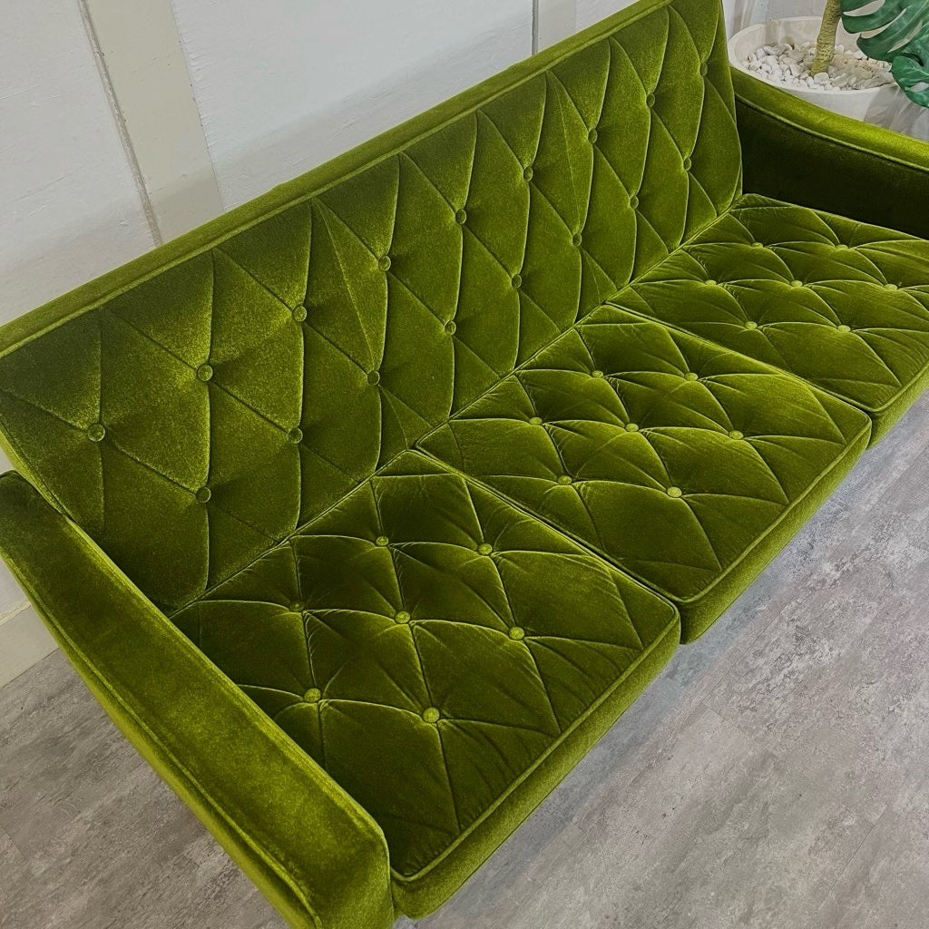 カリモク60 ロビーチェア 3シーター モケットグリーン 中古 国産