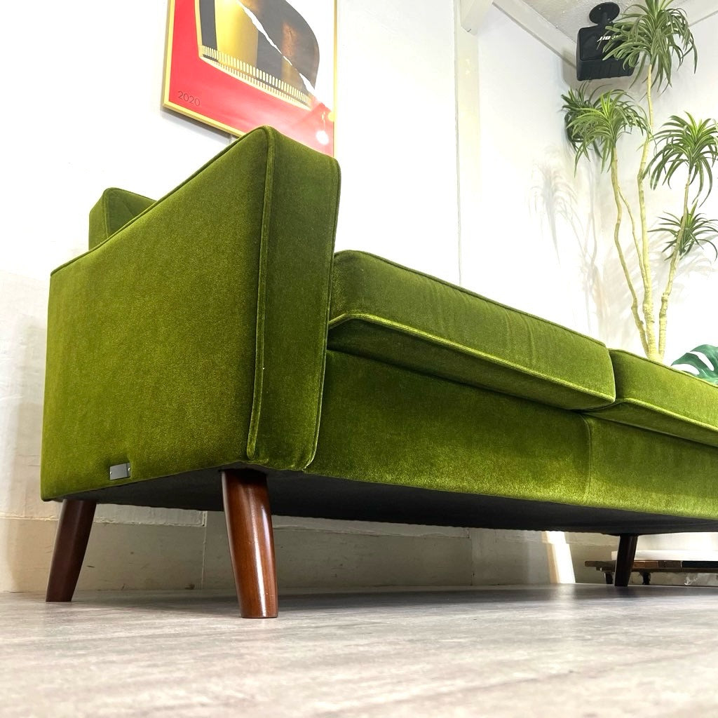 カリモク60 ロビーチェア 3シーター モケットグリーン 中古 国産