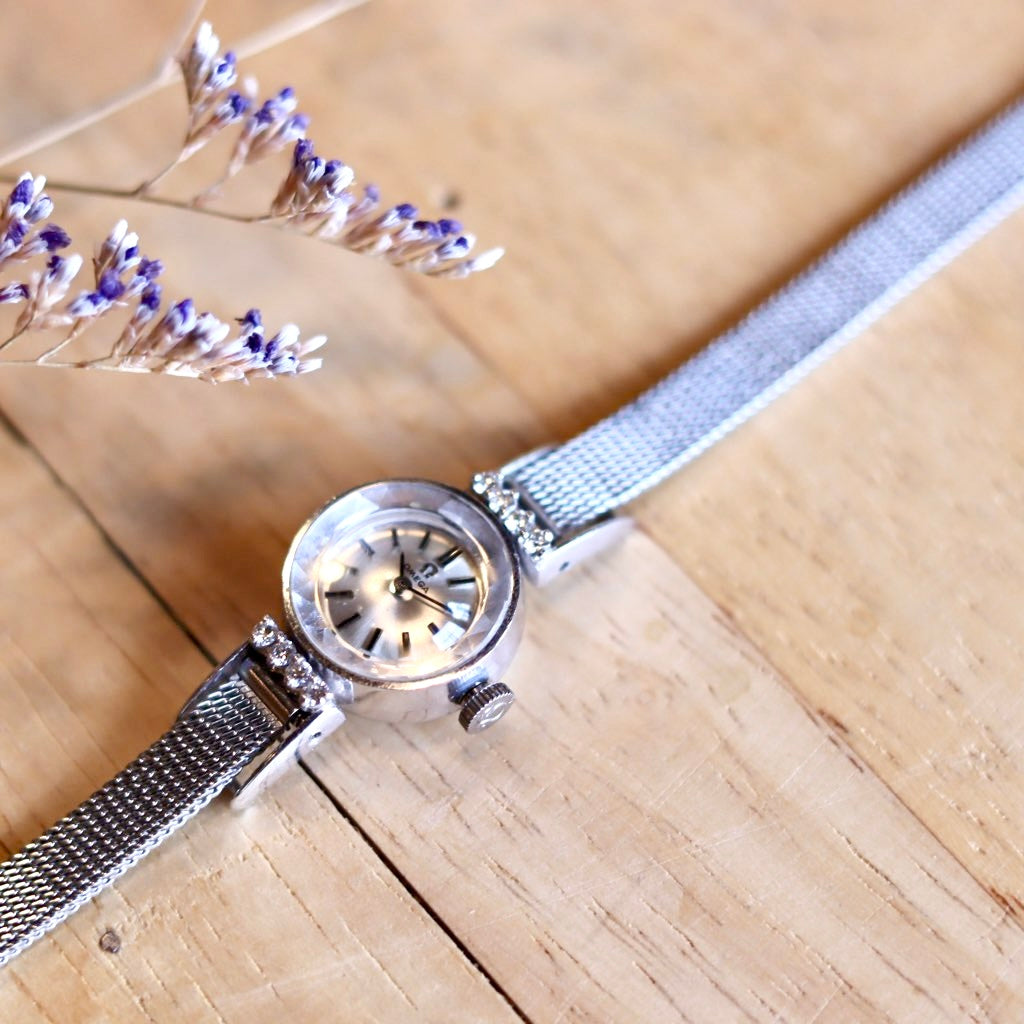 オメガ / OMEGA レディース時計【64】 カットガラス 8Pダイヤ 手巻き