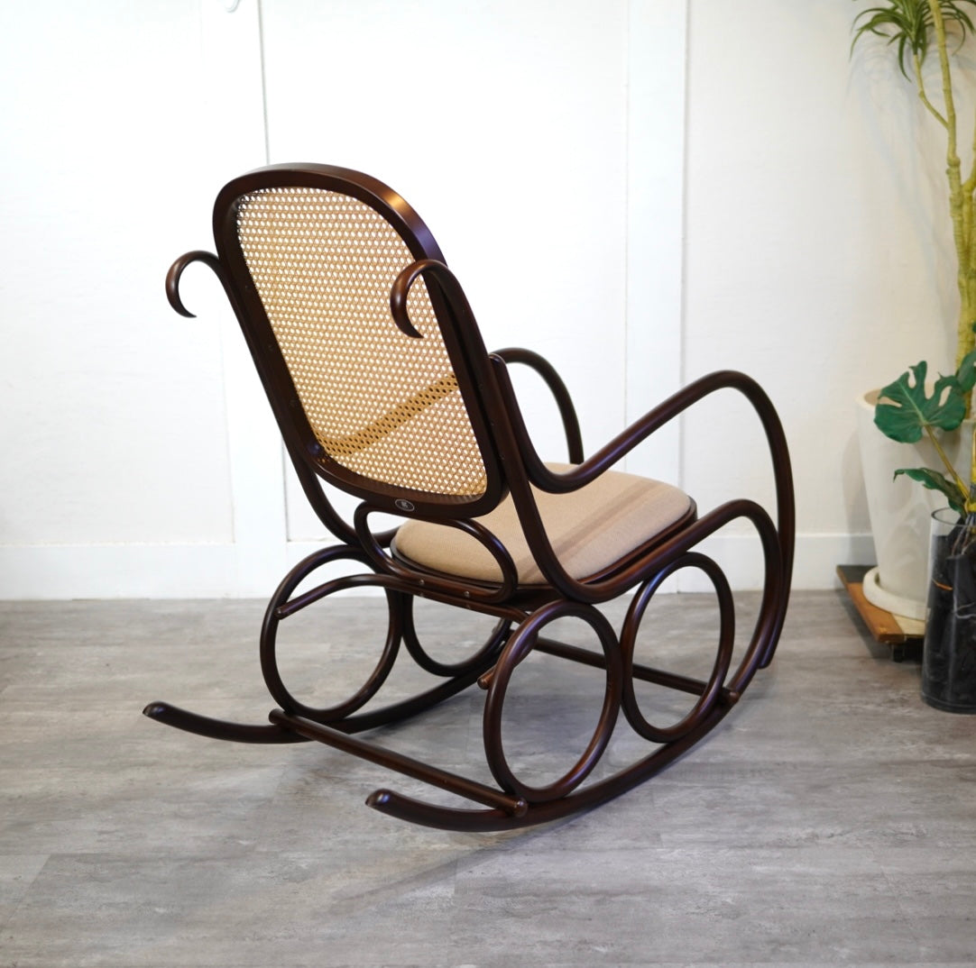 秋田木工 ベントウッド ロッキングチェア 曲木 籐編み 安寧椅子 中古