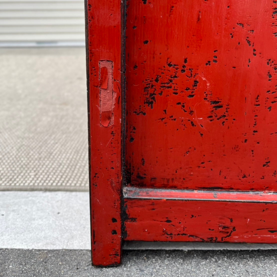 李朝 朱塗りのサイドボード ヴィンテージ 収納 韓流 華流 古い 赤 家具