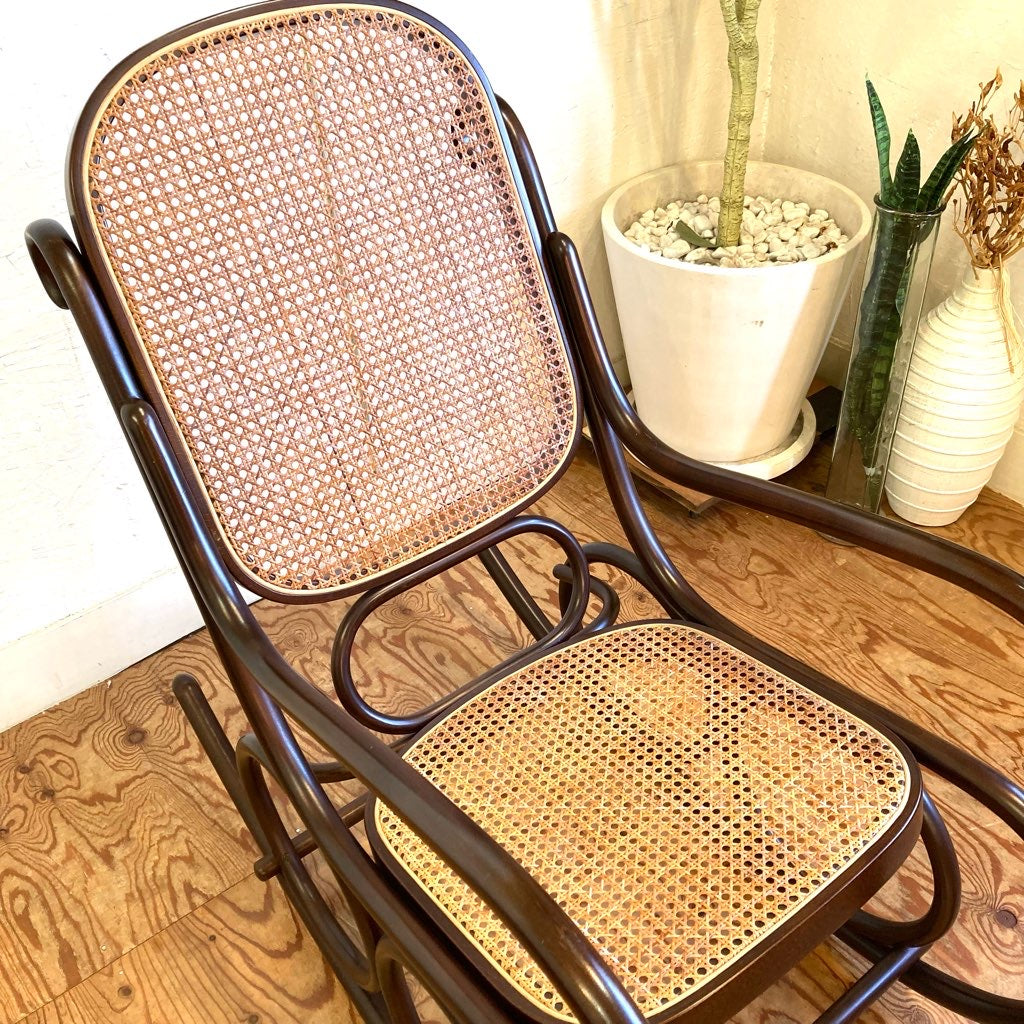 秋田木工 曲木のロッキングチェア 5-RU 籐編み 中古 ゆらゆら ゆったり