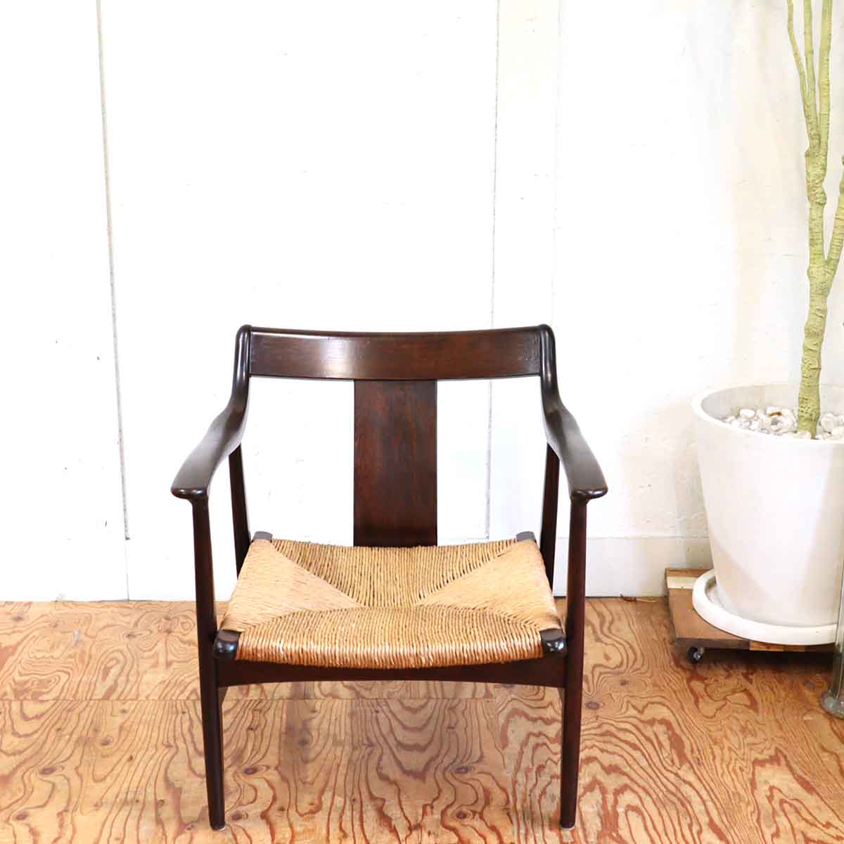 松本民芸家具 #77型 曲肘イス ラッシ 1人用 【1】 民芸イス 中古